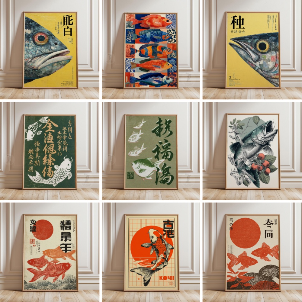 Japanese Zen Lifestyle - 금붕어 포스터 일본 잉어 포스터 캔버스