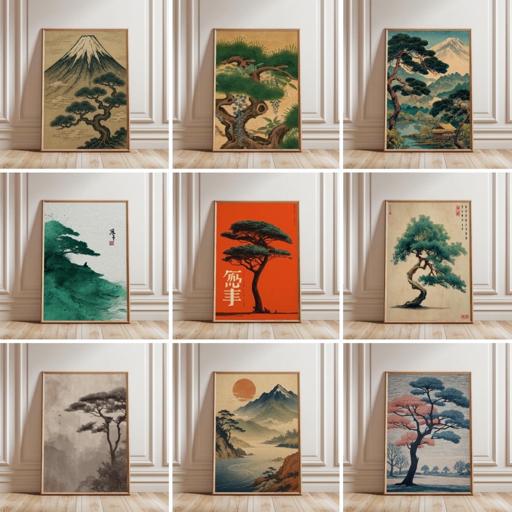 Japanese Zen Lifestyle - 후지산 일본 풍경 포스터 우키요 스타일