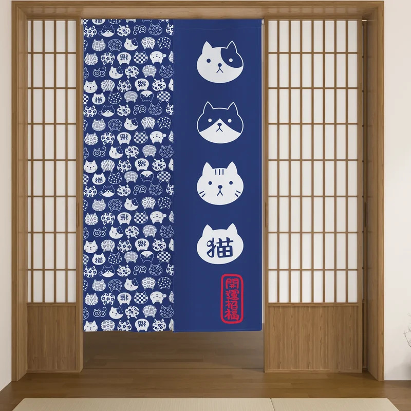 VIKAMA 일본식 고양이 패턴 도어 커튼 주방 입구  - Noren Curtain Doorway 리뷰 및 가격