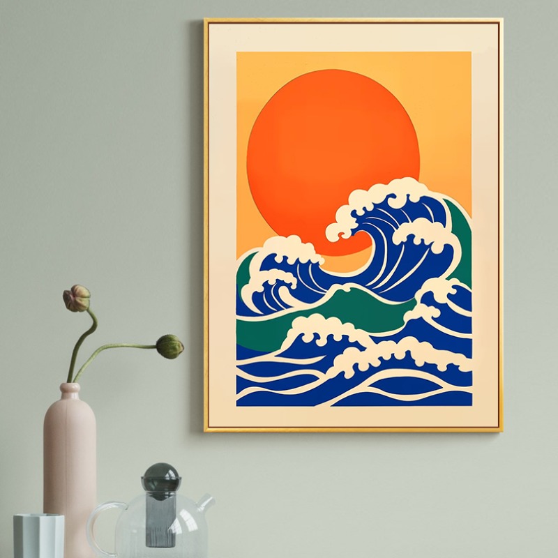 레트로 일본풍 일러스트 캔버스 프린트 용, 잉어, 크레 - Japanese Living Lifestyle 리뷰 및 가격