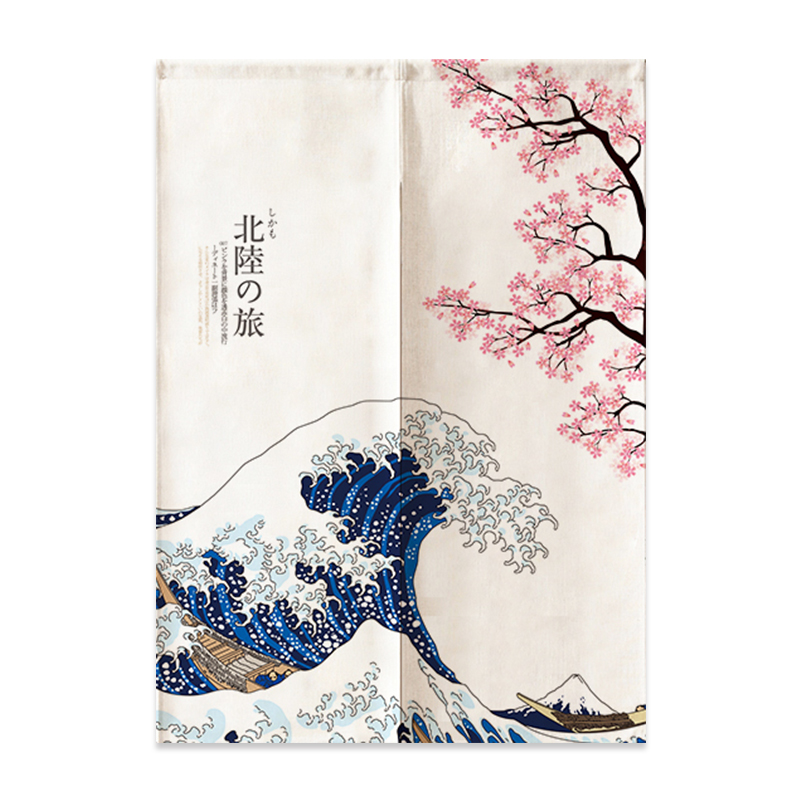 일본 린넨 문짝 커튼, 노렌 마운트 후지 파도 파티션, - Noren Curtain Doorway 리뷰 및 가격