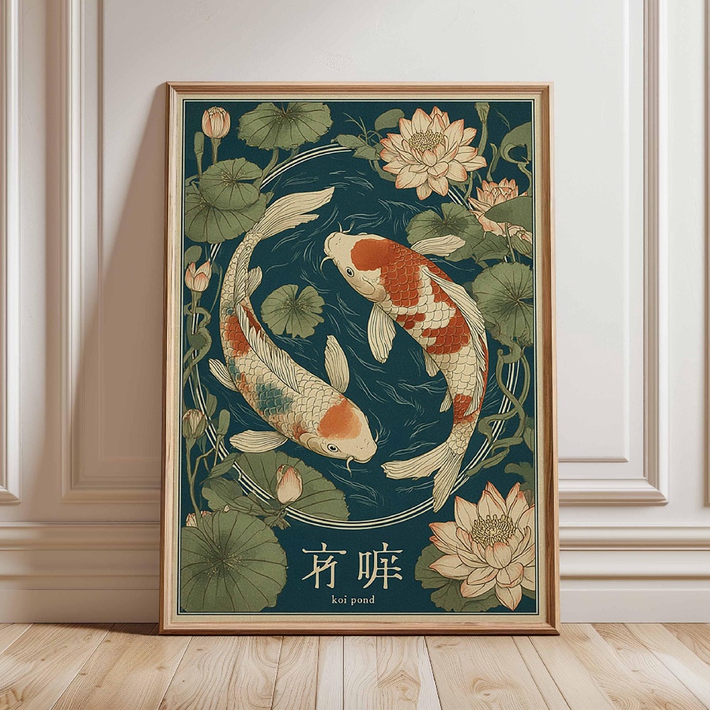 일본 잉어 포스터 금붕어 포스터 그림 캔버스 평온한 연 - Japanese Zen Lifestyle 리뷰 및 가격