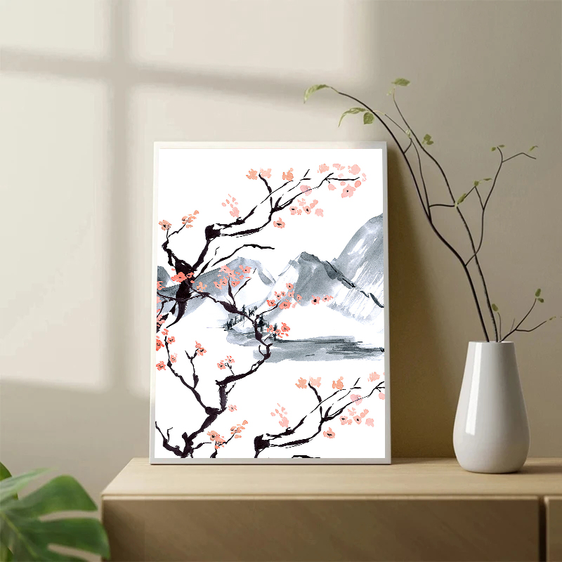 일본식 벚꽃 나무 캔버스 유화 포스터 인쇄 현대 간단한 - Japanese Living Lifestyle 리뷰 및 가격