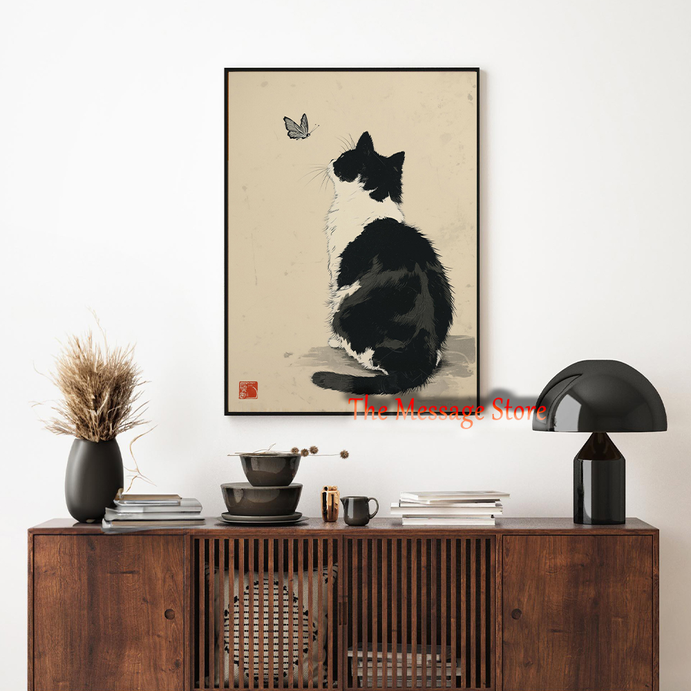 검은 소 고양이 일본 미니멀리스트 고양이 젠 동물 포스 - Japanese Zen Lifestyle 리뷰 및 가격