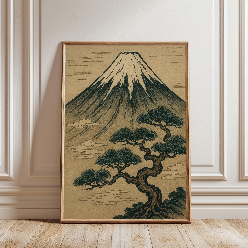 후지산 일본 풍경 포스터 우키요 스타일 젠 자연 소나무 - Japanese Zen Lifestyle 리뷰 및 가격