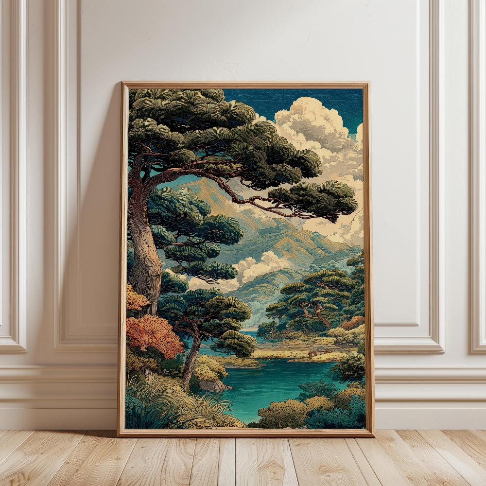 후지산 일본 풍경 포스터 우키요 스타일 젠 자연 소나무 - Japanese Zen Lifestyle 리뷰 및 가격